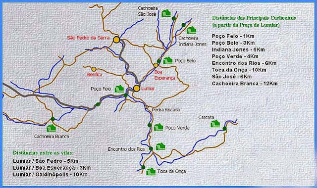 Mury,Lumiar, São Pedro da Serra, Macaé de Cima Mapa das Cachoeiras de Lumiar e São Pedro da Serra