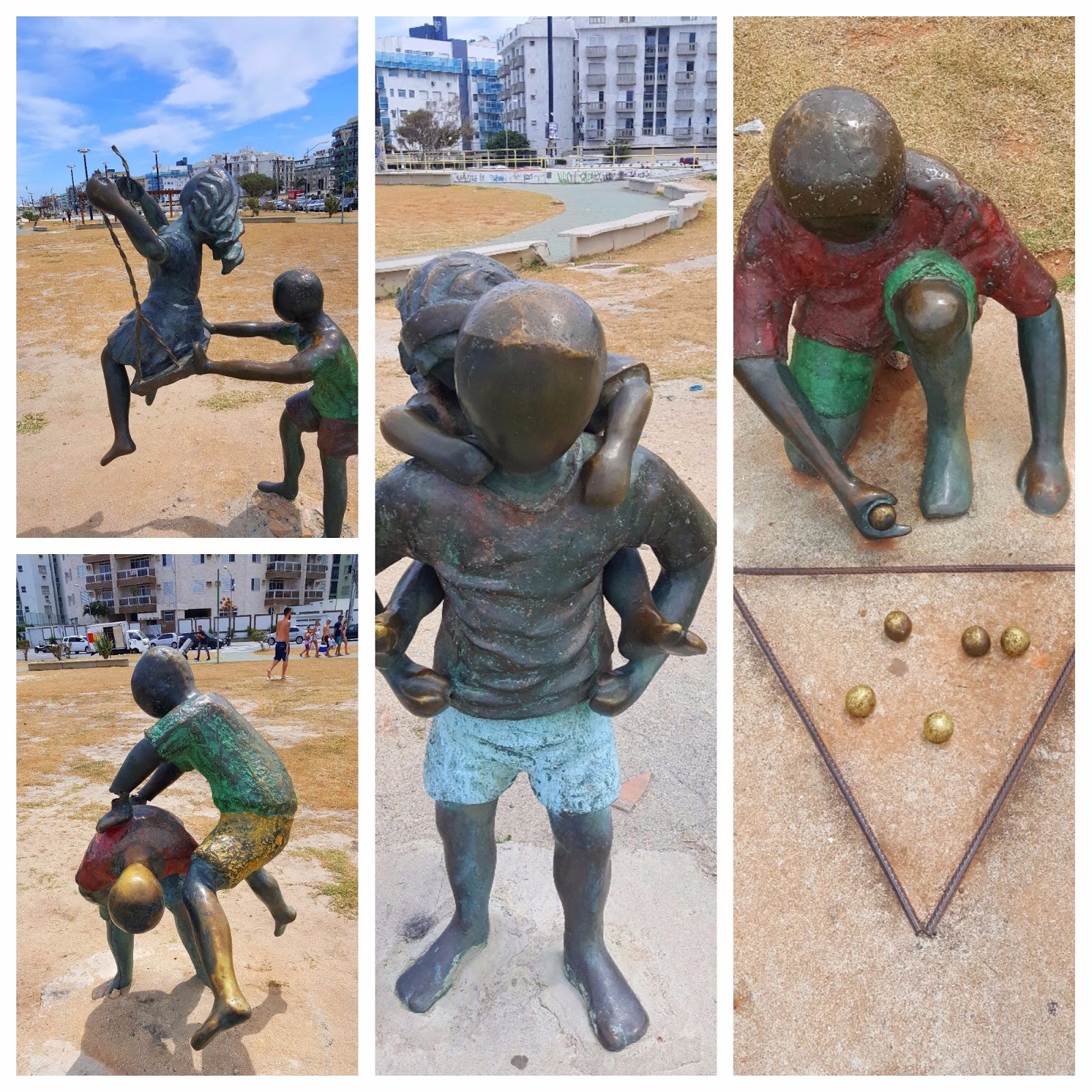 Esculturas de crianças brincando na Praça Verde em Cabo Frio no Rio de Janeiro
