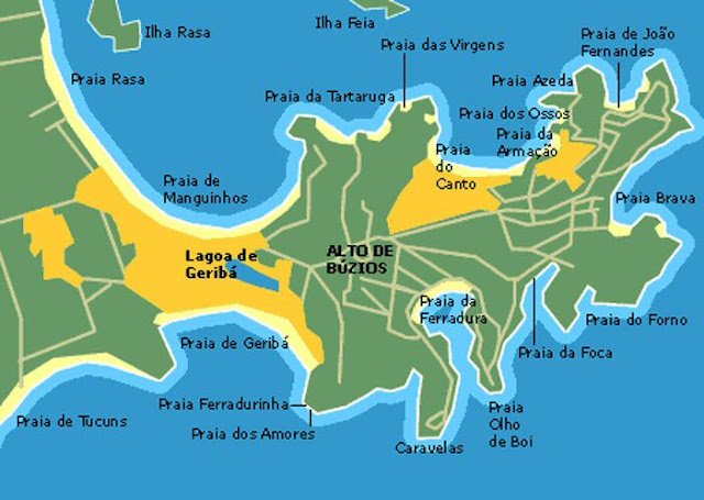 Mapa das praias de Búzios do site indoviajar.com.br
