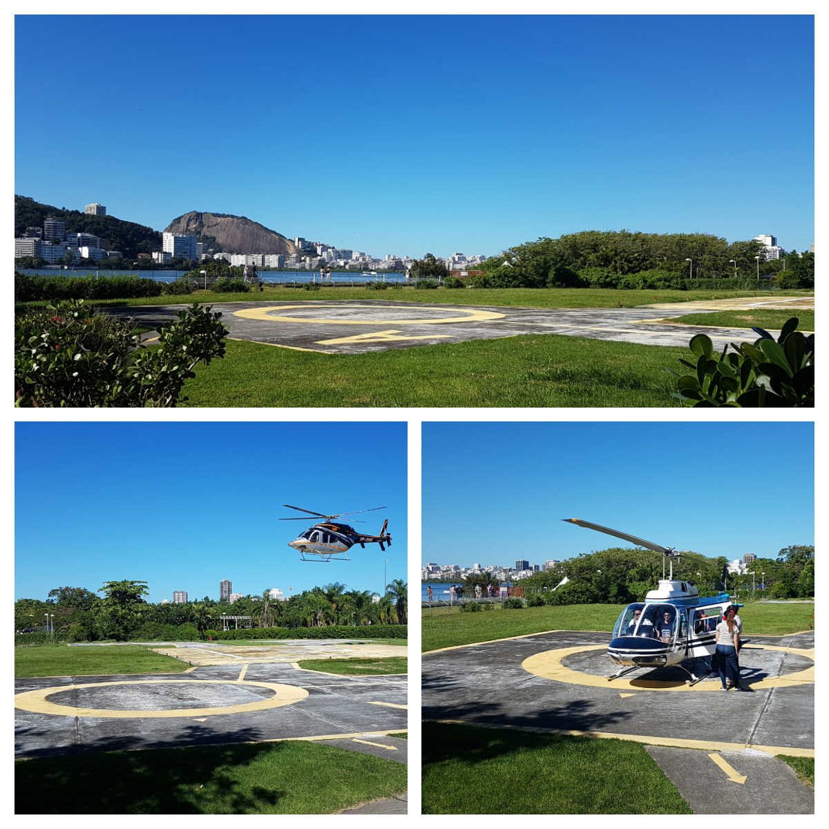 Passeio de helicóptero no Rio de Janeiro. Heliponto da Helisight na Lagoa Rodrigo de Freitas,Rio de Janeiro.