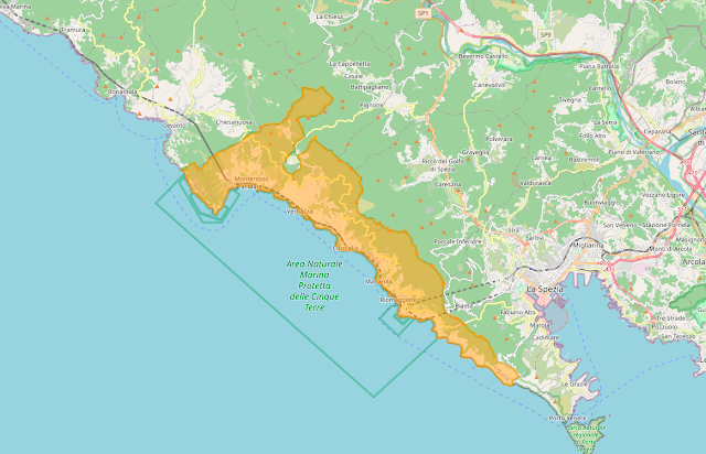 Mapa de Cinque Terre, Itália