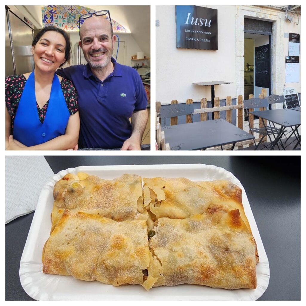 Iusu Drinks and Food, lugar para provar a Scaccia, uma comida típica de Ragusa na Sicília.
 